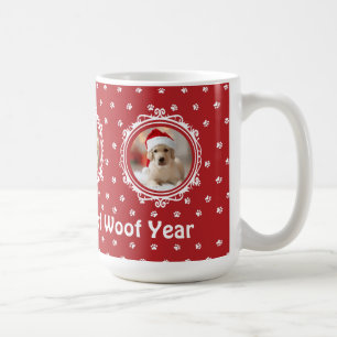 'Happy Woof Year' Hondenliefhebber Kerst Koffiemok
