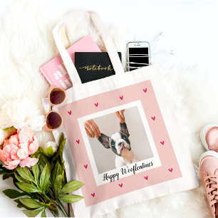 Happy Wooflentines met foto van honden Rood en r Tote Bag