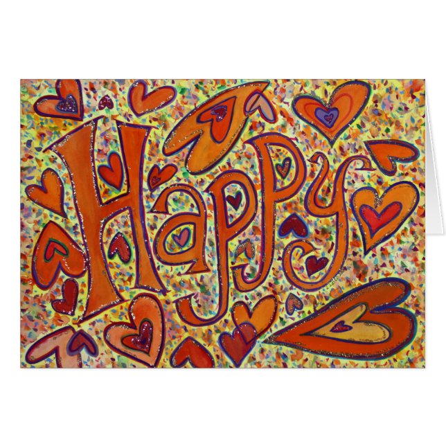 Happy Word Art Inspirerend Funny Wenskaarten (Voorkant Horizontaal)