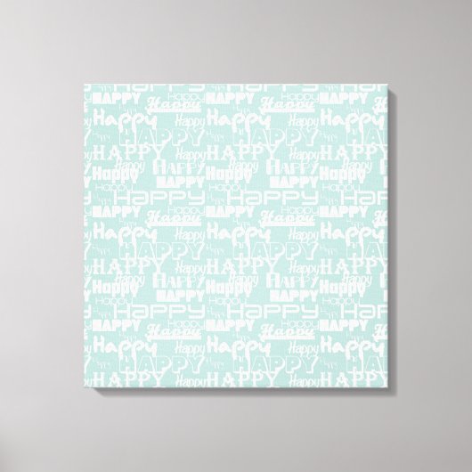 Happy Words Blue Canvas Afdruk (Voorkant)