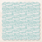 Happy Words Blue Kartonnen Onderzetters (Voorkant)