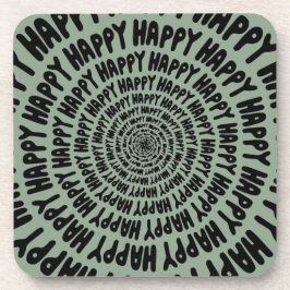 Happy words font spiraal concentrische cirkels gro bier onderzetter