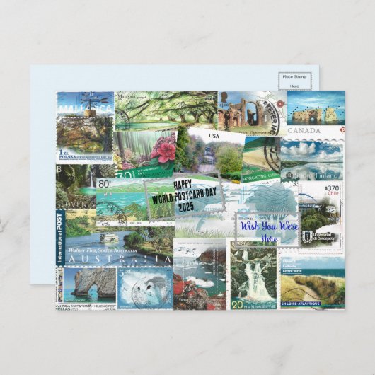 Happy World Briefkaart Day 2025 - Wens dat je hier (Voorkant / Achterkant)