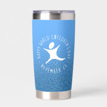 Happy World Kinderdag Blauwe Glitter