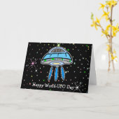 Happy World UFO Day 24 juni of 2 juli Kaart (Gele Bloem)
