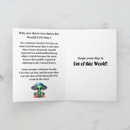 Happy World UFO Day Kaart (Binnen)