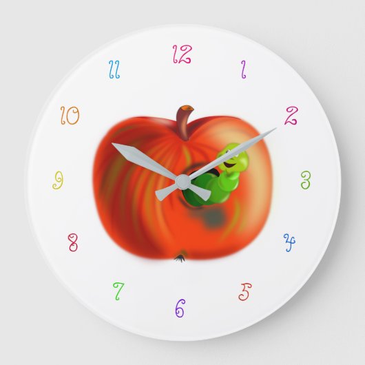 Happy Worm En Rouge Pomme Horloge (Recto)