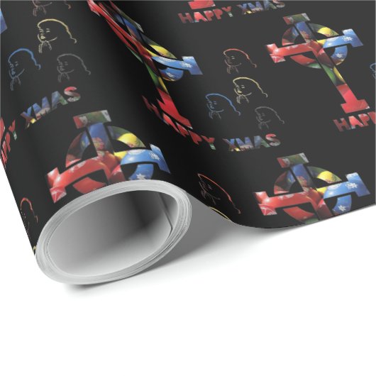 Happy Xmas blak Cadeaupapier (Rol Hoek)