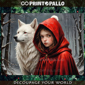 Happy XMas Red Riding capuchon (en de wolf) Tissuepapier