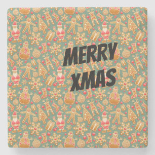 Happy Xmas symbolen Stenen Onderzetter