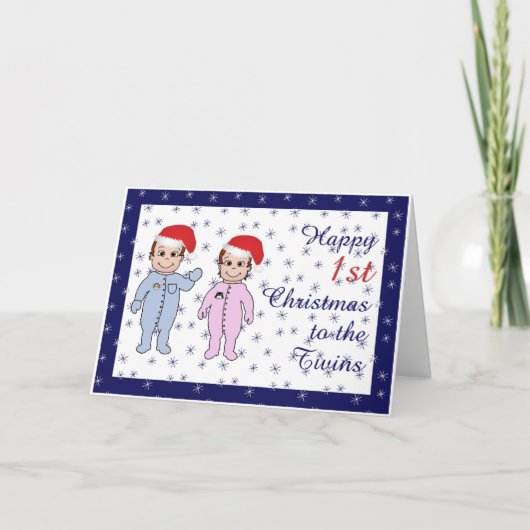 Happy Xmas tweeling Feestdagen Kaart (Voorkant)