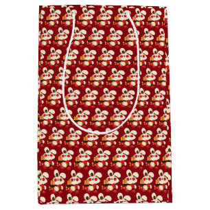 Happy Year of Rabbit en Dragon Red Gold Oriental Medium Cadeauzakje