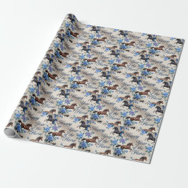 Happy Year of the Horse with Roses Wrapping paper Cadeaupapier