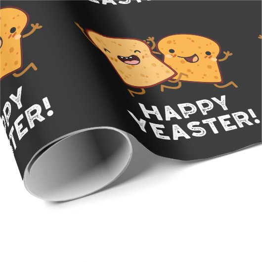 Happy Yeaster Grappig Brood Pun Donker BG Cadeaupapier (Rol Hoek)
