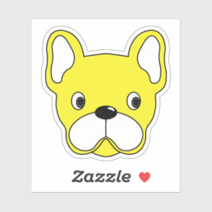 Happy Yellow Bulldog 3"x3" Vinyl Sticker