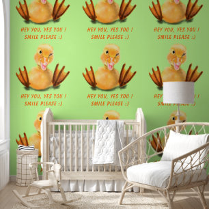 Happy Yellow Duck Custom Tekst Grappig Behang