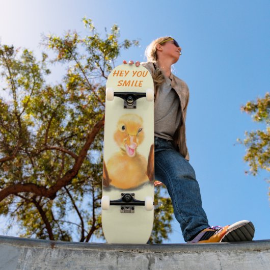 Happy Yellow Duck Skateboard - Smile - Votre texte (Extérieur 1)