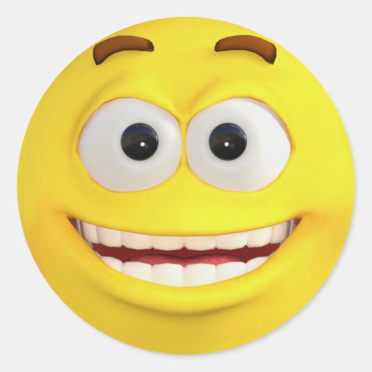 Happy Yellow Emoji Ronde Sticker (Voorkant)