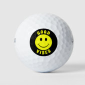 Happy Yellow Face Good Vibes Golfballen (Voorkant)