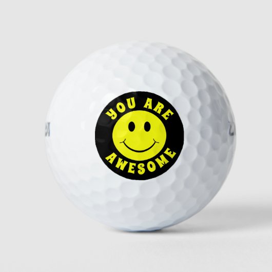 Happy Yellow Face Je bent Geweldige Golfballen (Voorkant)