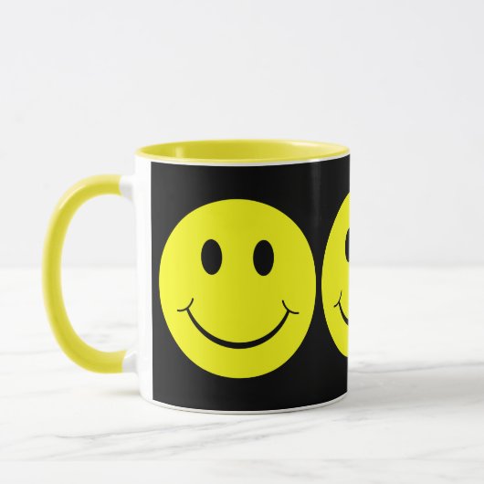 Happy Yellow Faces Black Mok (Links)