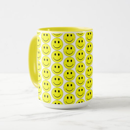 Happy Yellow Faces Pattern Big Mok (Voorkant links)