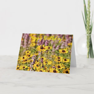 Happy Yellow Flowers Wildflower Verjaardag Kaart