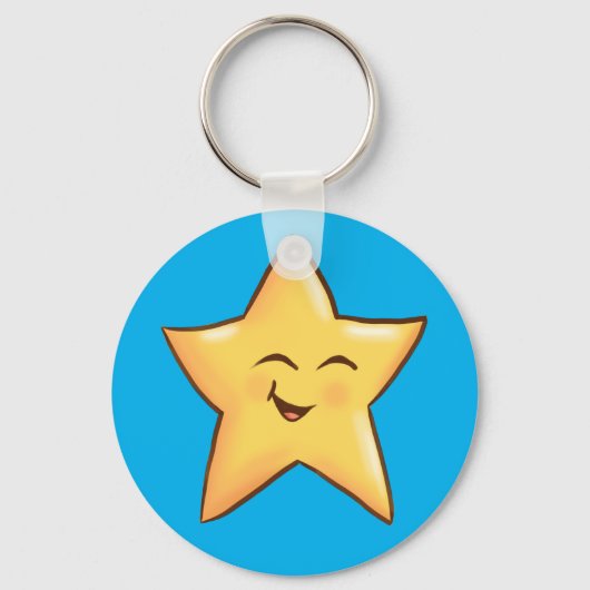 Happy Yellow Star Sleutelhanger (Voorkant)