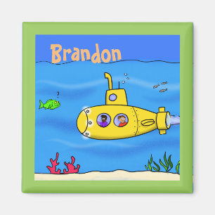 Happy yellow submarine cartoon magnet magneet