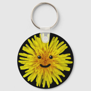Happy Yellow Summer Dandelion Flower op elke kleur Sleutelhanger