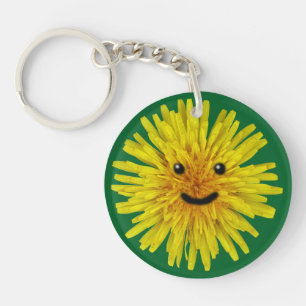 Happy Yellow Summer Dandelion Flower op elke kleur Sleutelhanger