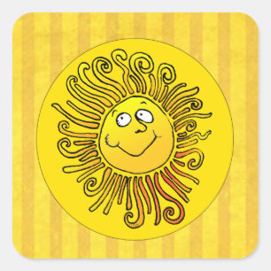 Happy Yellow Sun glimlachend Vierkante Sticker