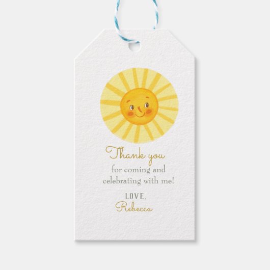 Happy Yellow Sunshine bedankt Gift Labels Cadeaulabel (Voorkant)
