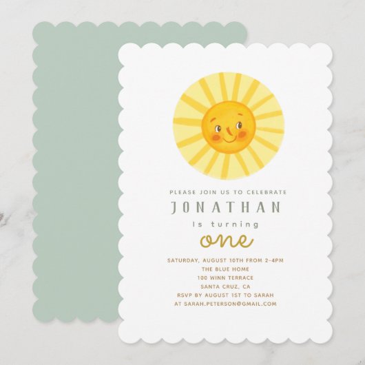Happy Yellow Sunshine Birthday Uitnodiging (Voorkant / Achterkant)