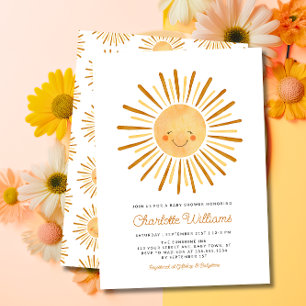 Happy Yellow Sunshine Boho Baby shower Kaart