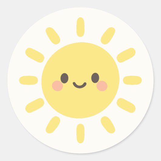 Happy Yellow Sunshine met een glimlachend gezicht Ronde Sticker (Voorkant)