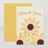 Happy Yellow Waterverf Sunflower Bedankkaart (Voorkant / Achterkant)