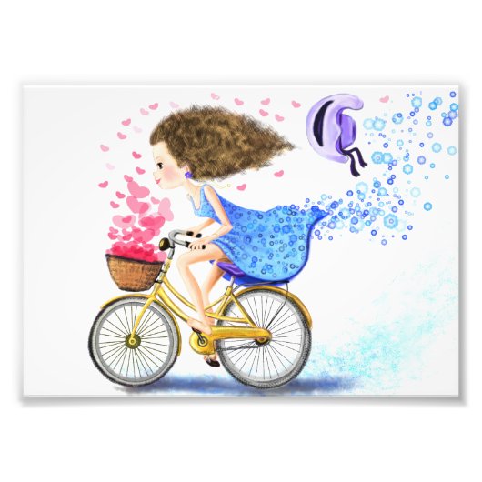 Happy Young Girl with Bike Poster (Devant)