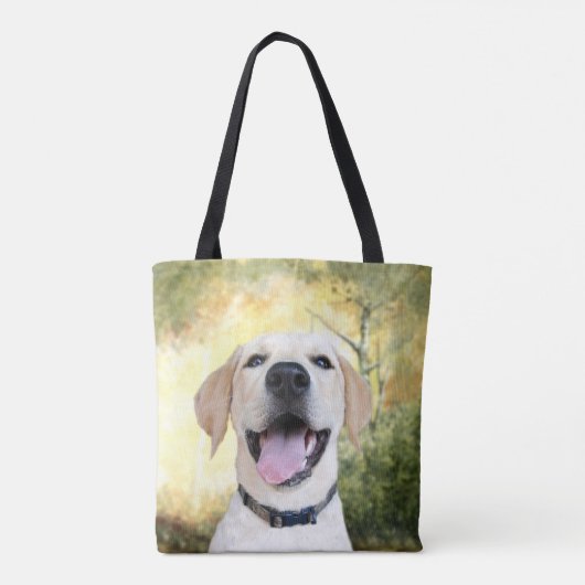 Happy young yellow lab tote bag (Achterkant)