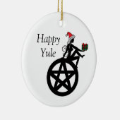 Happy Yule Pagan Faerie en Pentacle Keramisch Ornament (Rechts)