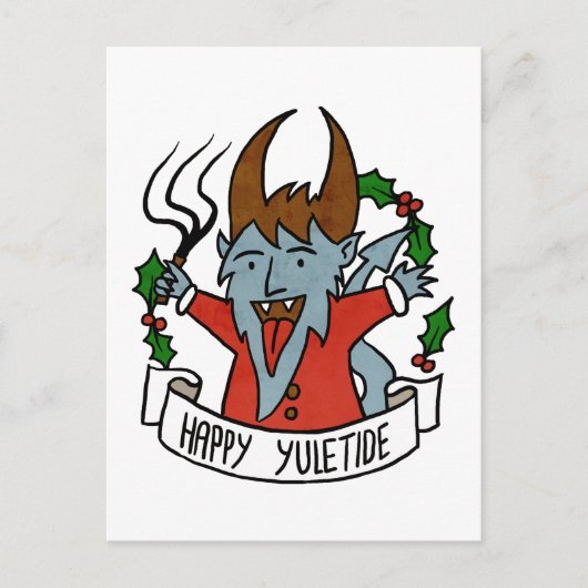 Happy Yuletide Krampus Briefkaart (Voorkant)