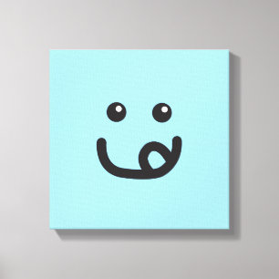 Happy Yummy Face_baby blue Canvas Afdruk