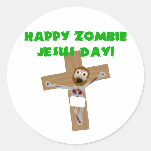 Happy Zombie Jesus Day Ronde Sticker (Voorkant)