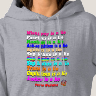 HappyWorkT FASCISME IS EEN LEUGEN, REGENBOOG MENSE Hoodie