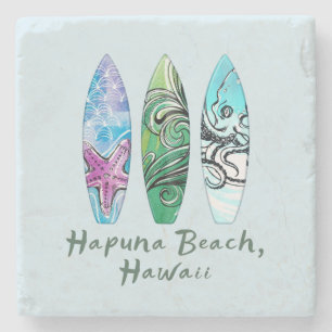 Hapuna Beach Hawaï surfplanken Stenen Onderzetter