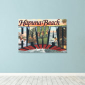 Hapuna Beach, Hawaii - grote letterscènes Canvas Afdruk (Insitu (Houten vloer))