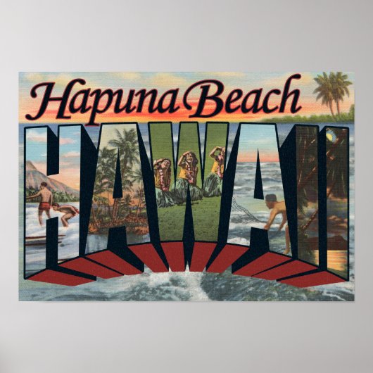 Hapuna Beach, Hawaii - grote letterscènes Poster (Voorkant)