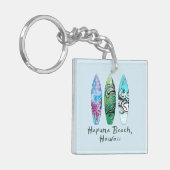 Hapuna Beach Hawaii Surfboards Sleutelhanger (Voorkant Links)