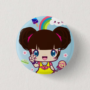 Harajuku Girl Yuriko Ronde Button 3,2 Cm
