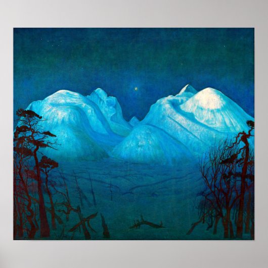 Harald Sohlberg Winter Night in the Mountains Poster (Voorkant)